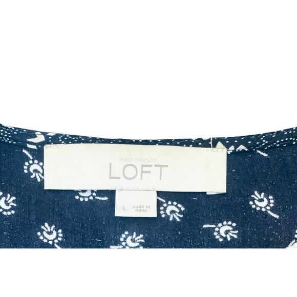 LOFT Crochet Lace Appliqué Blouse Women’s XL – Boho Floral Tassel Top - Picture 6 of 8